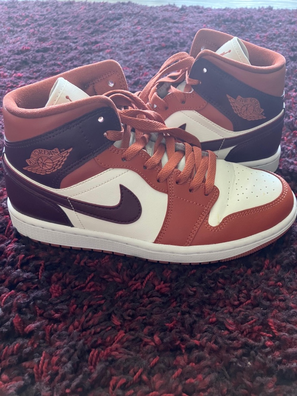 Jordan High-Top Sneakers in White, Brown and Dark Brown